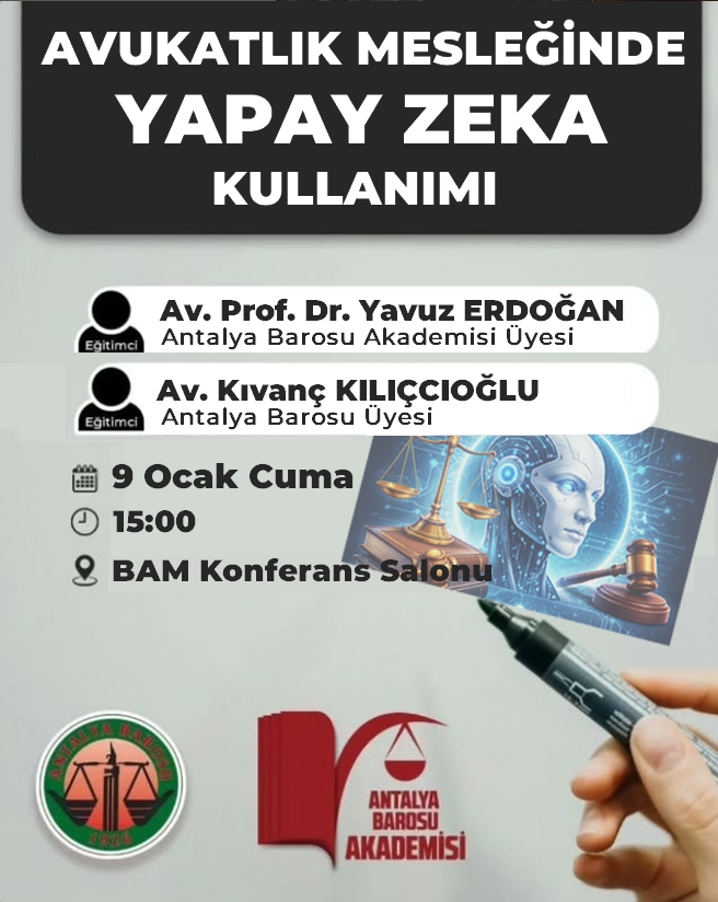 Antalya Barosu Avukatlık Mesleğinde Yapay Zeka Eğitimi afişi