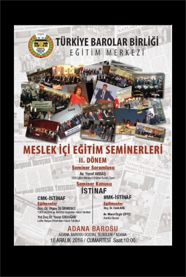 TBB Eğitimi Adana Barosu İstinaf afişi