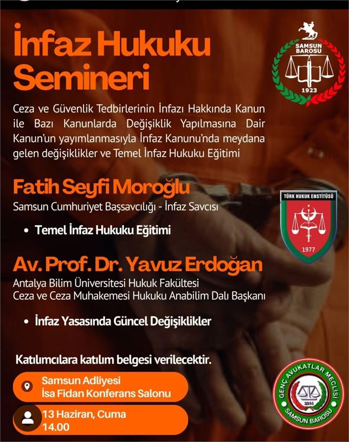 Samsun Barosu İnfaz hukuku afişi