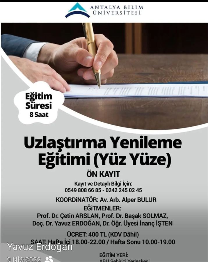 Uzlaştırma yenileme eğitimi afişi