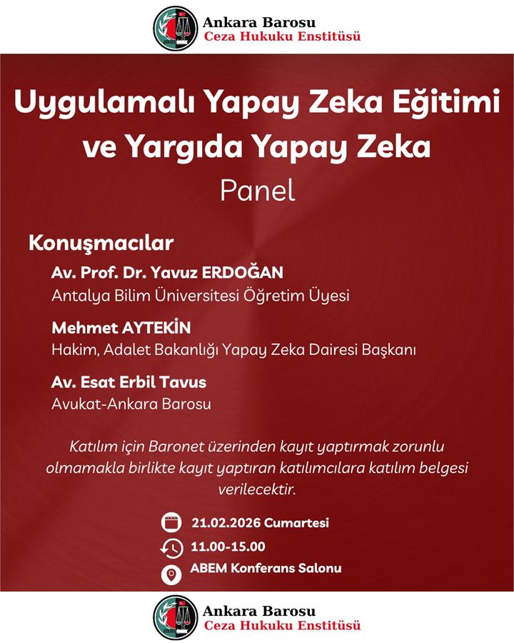 Ankara Barosu Uygulamalı Yapay Zeka Eğitimi afişi